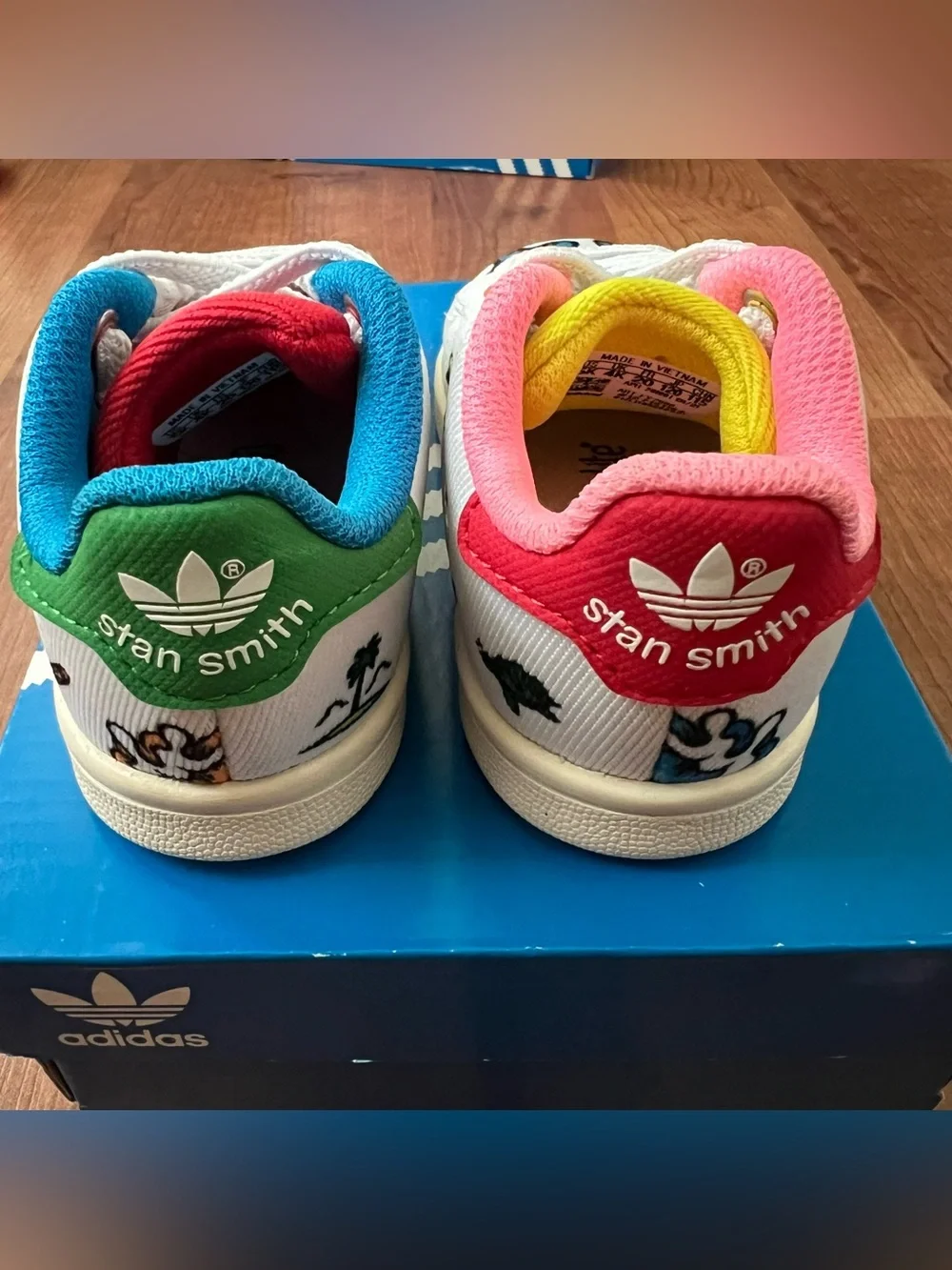 adidas baby White Canvas Sneakers with Pink, Blue, Yellow and Red Accents
